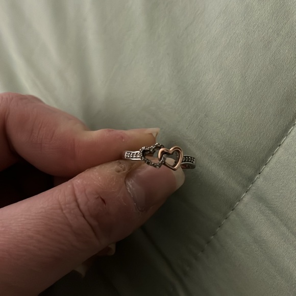 Brown diamond 10k rose gold and sterling silver ring size 8